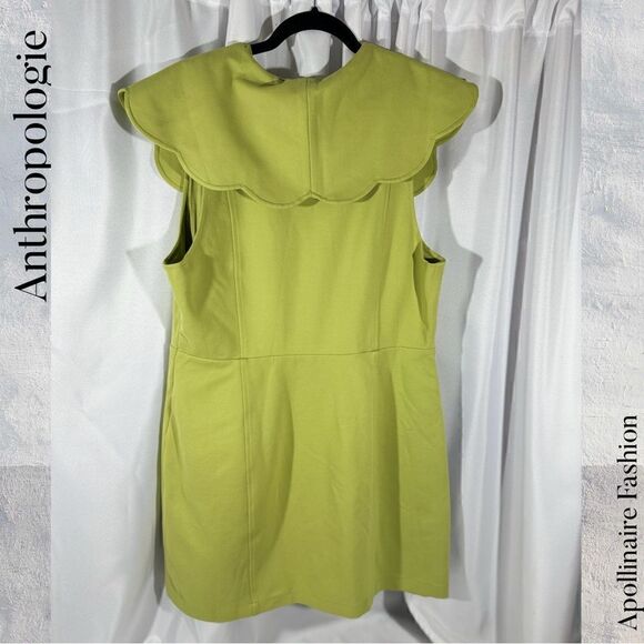 ANTHROPOLOGIE MAEVE SCALLOPED MINI DRESS IN CHARTREUSE IN XL NWT - Picture 8 of 9